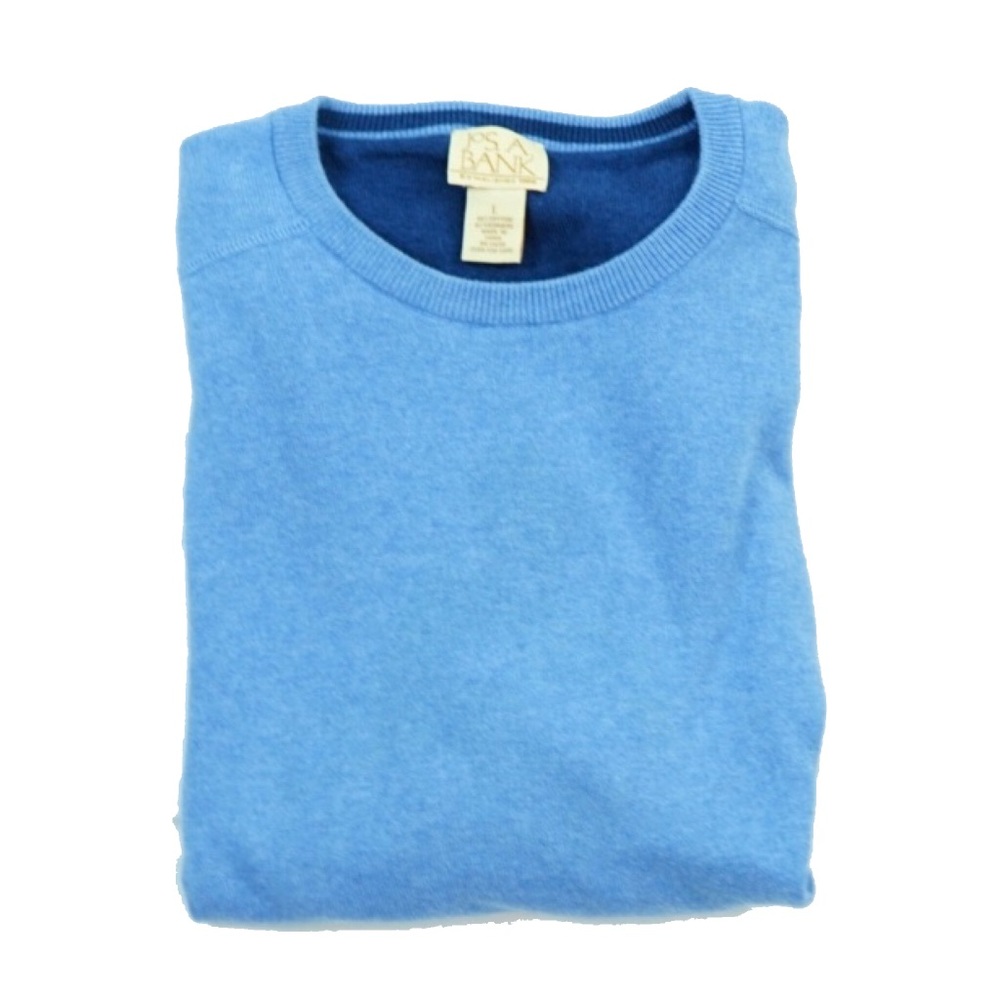 Jos A Banks Cashmere &Cotton Blue Crewneck Sweater